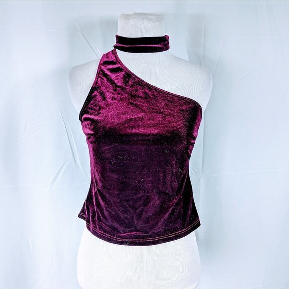 Charlotte Russe Maroon One Shoulder Crop Top - Picture 1 of 2